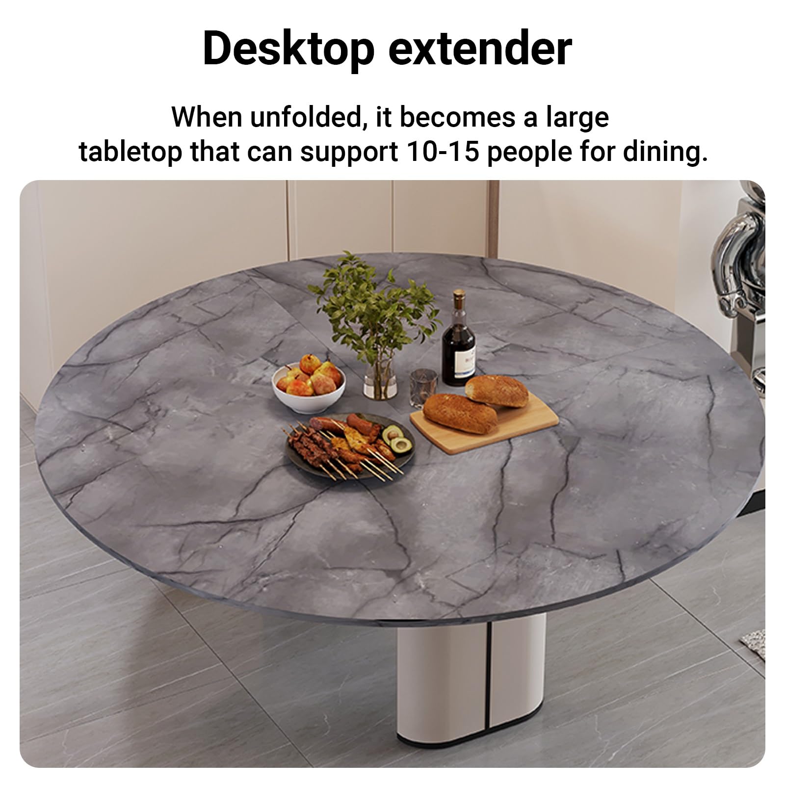 Extensor de mesa redonda plegable, mesa plegable ajustable de 47 a 86 pulgadas para eventos al aire libre, catering, banquetes, diseño que ahorra espacio para patio y actividades de juego