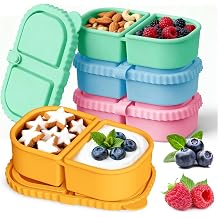 YQL 4 Pack 8 oz Silicone Snack Containers with Leakproof Lids for Kids