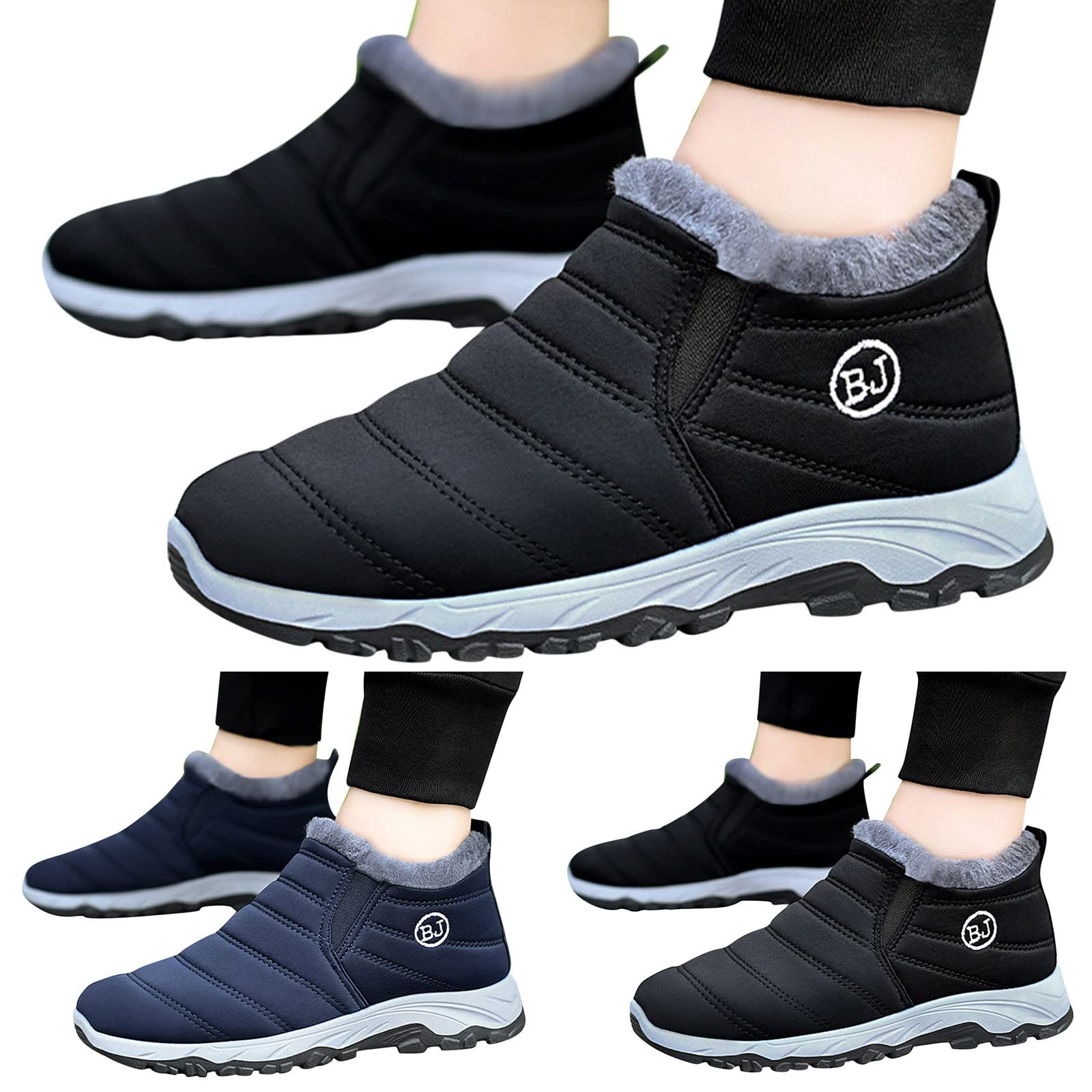 Generisch Winterschuhe Herren Unisex Warm Gefütterte Schneestiefel Wasserdicht Wanderstiefel Weich Rutschfest Thermoschuhe Leicht Warme Wanderschuhe Freizeit Winterstiefel Winter Kurzschaft Stiefel