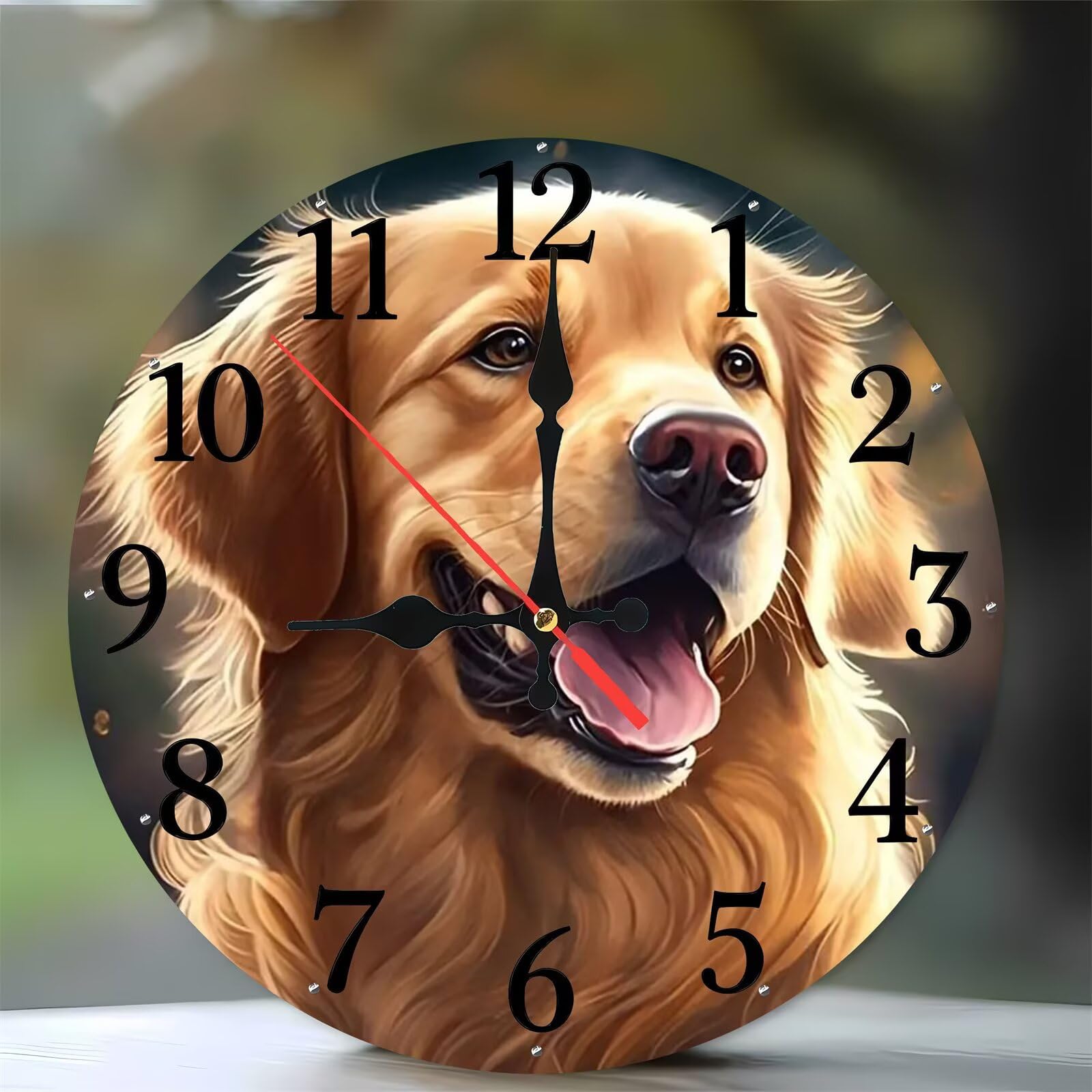 Horloge murale en bois chien labrador 35 cm pour salon et cuisine