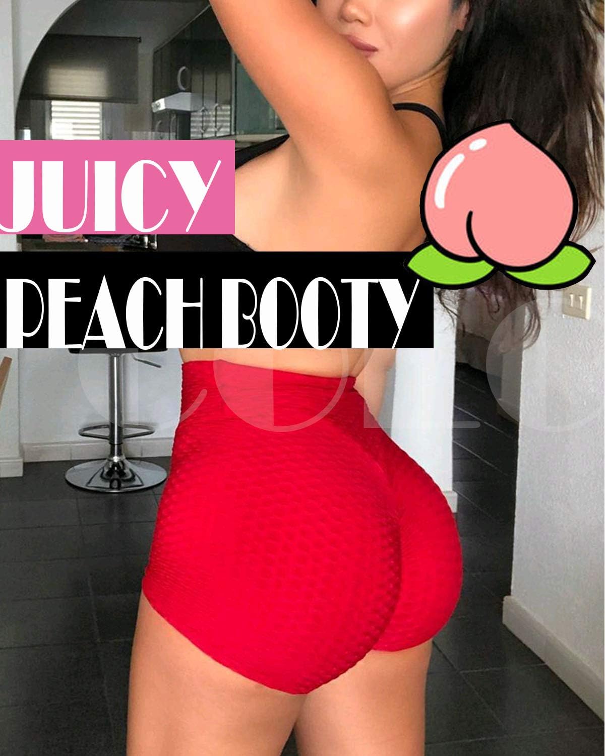 Booty Shorts Naughty Scrunch Butt Lifting Leggings Workout High Waisted Textured Bottom - Image 3