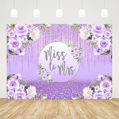 Miniatura 2 de AIBIIN Telón de fondo de 7 x 5 pies para despedida de soltera, decoración de fiesta de despedida de soltera, purpurina morada, boda, novia,