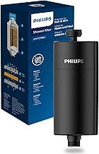 Philips Water in-Line Shower Filter, 50 000 L Filtration Capacity, Black, Reduces Chlorine by up to 99%, Easy to Install, fits All Standard Hoses and taps