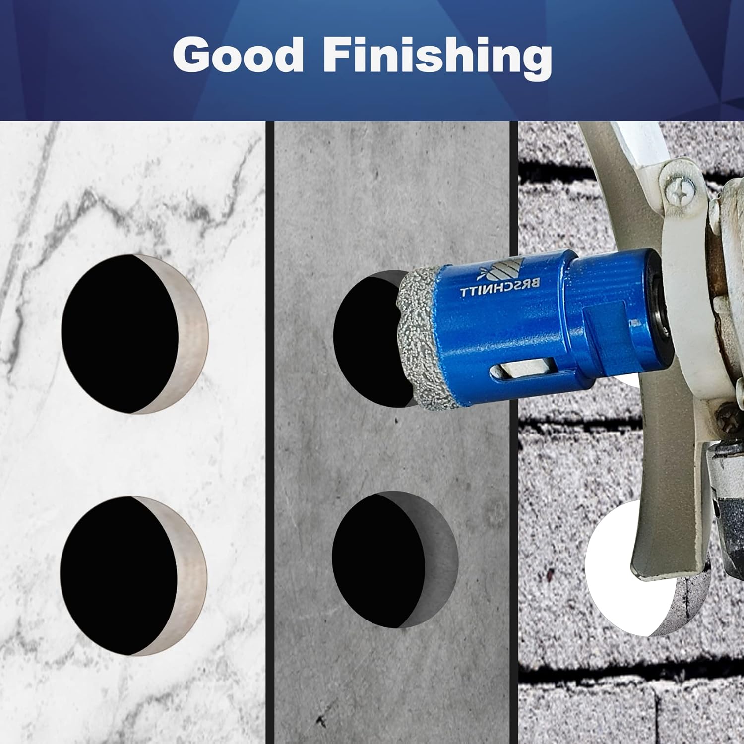 1-3/8 Inch& 1 Inch Diamond Core Drill Bit BRSCHNITT Vacuum Brazed Diamond Hole Saw with 5/8-11 Thread (35mm/25mm)