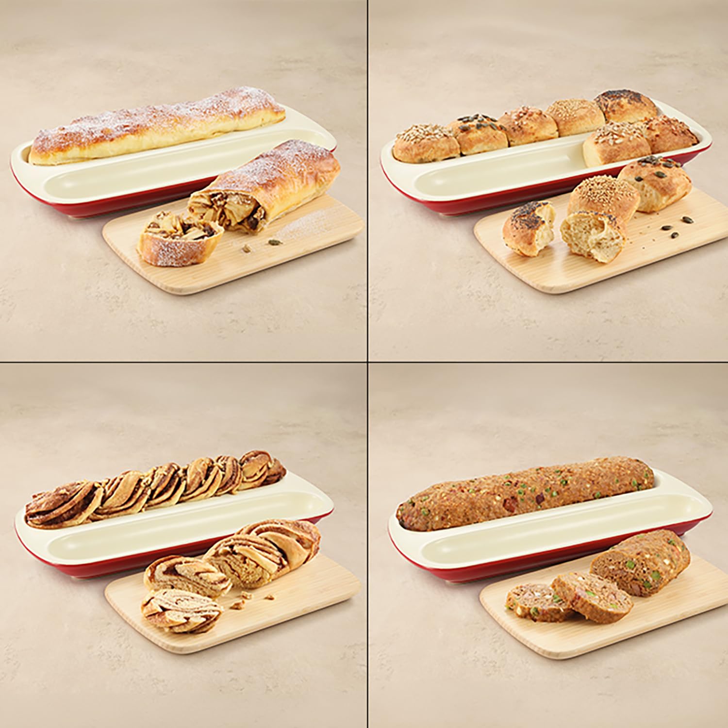 Tescoma 622218 Moule à baguettes en céramique avec livre de recettes, 18,2 x 38,8 x 4,1 cm, ligne Delícia