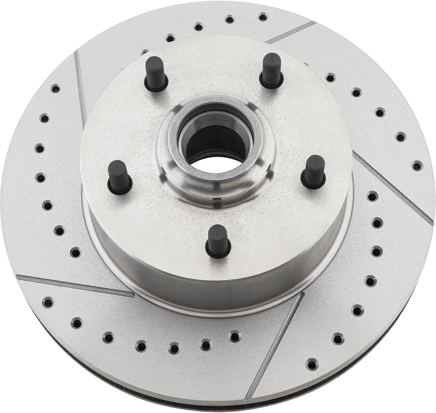 Speedway Motors 1969-72 GM Front Drilled and Slotted Brake Rotor Kit with Bearings and Seals, 11 Inch Rotors 5x4.75 Bolt Pattern Driver and Passenger Side Pair