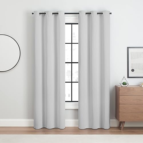 Miniatura 5 de ECLIPSE Andover cortinas blackout, térmicas y sólidas de triple tejido, con ojales, para dormitorio (2paneles), 42pulgadas x 54pulgadas, blanco