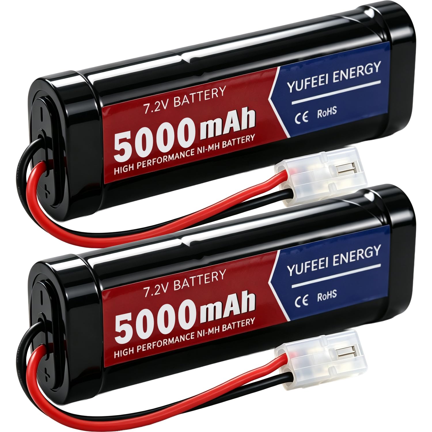 2 Stück RC NiMH Akku 7.2V 5000mAh RC Auto Akkus kompatibel mit Tamiya Stecker Ferngesteuertes Auto Akku für Remote Control Car LKW Monster Trucks Boot Buggy Aeroplane
