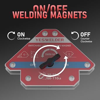 YESWELDER Switchable Arrow Welding Magnet 2 Pc 66-110LBs On/Off Switch