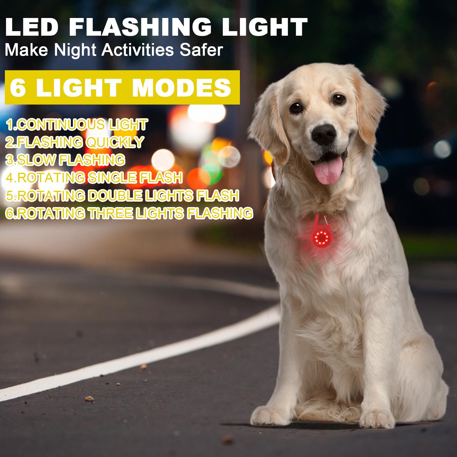 QianFan Dog Collar Light - Clip on Light Up Dog Collars, LED Safety Light for Dog Walking Hiking Running Jogging (Red) - Image 2