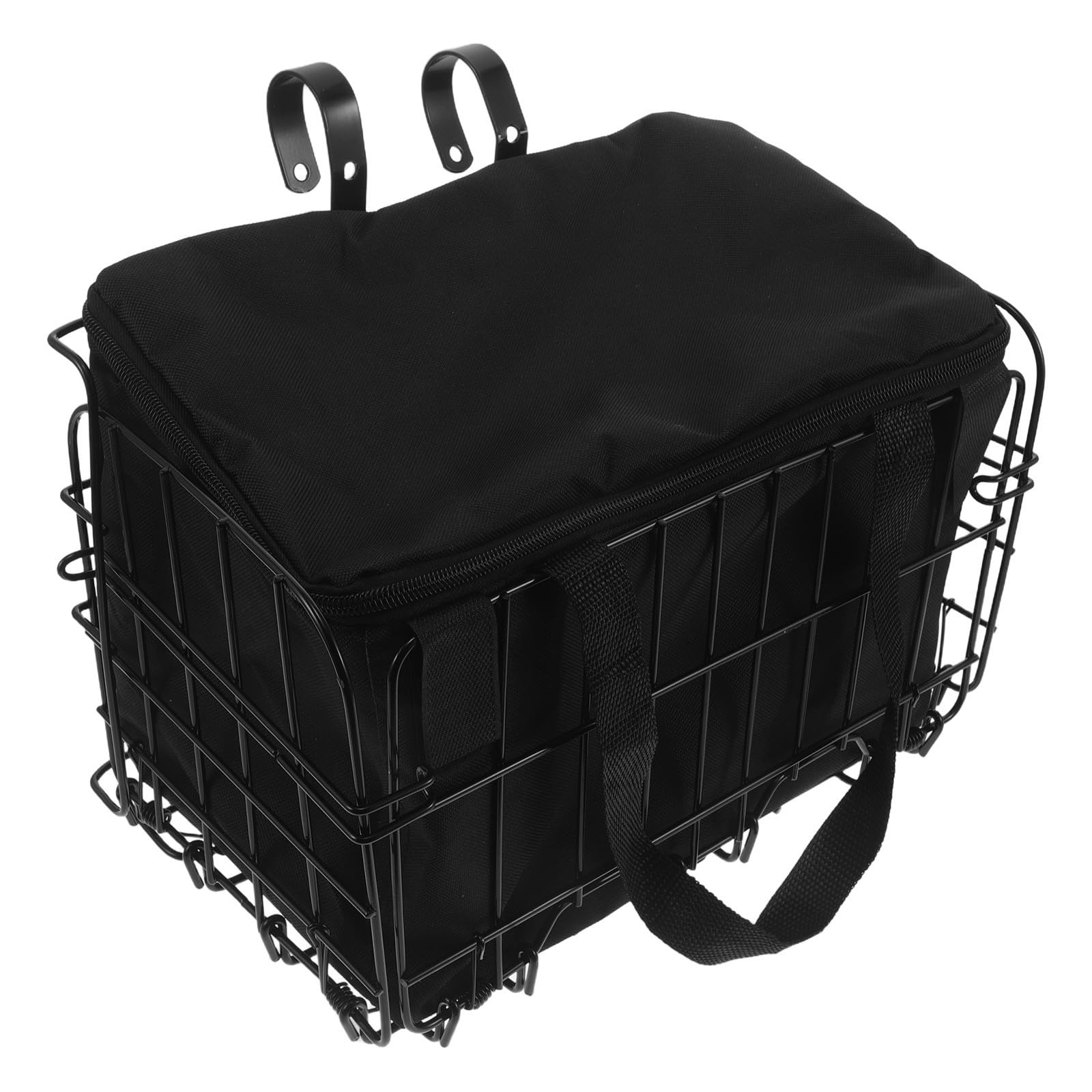CALLARON Cesta de Bicicleta Trasera Plegable Cesta para Bicicleta y Scooter Metal Negro Bolsa Interior Extraíble Gran Capacidad Trayectos y Ciclismo al Aire Libre