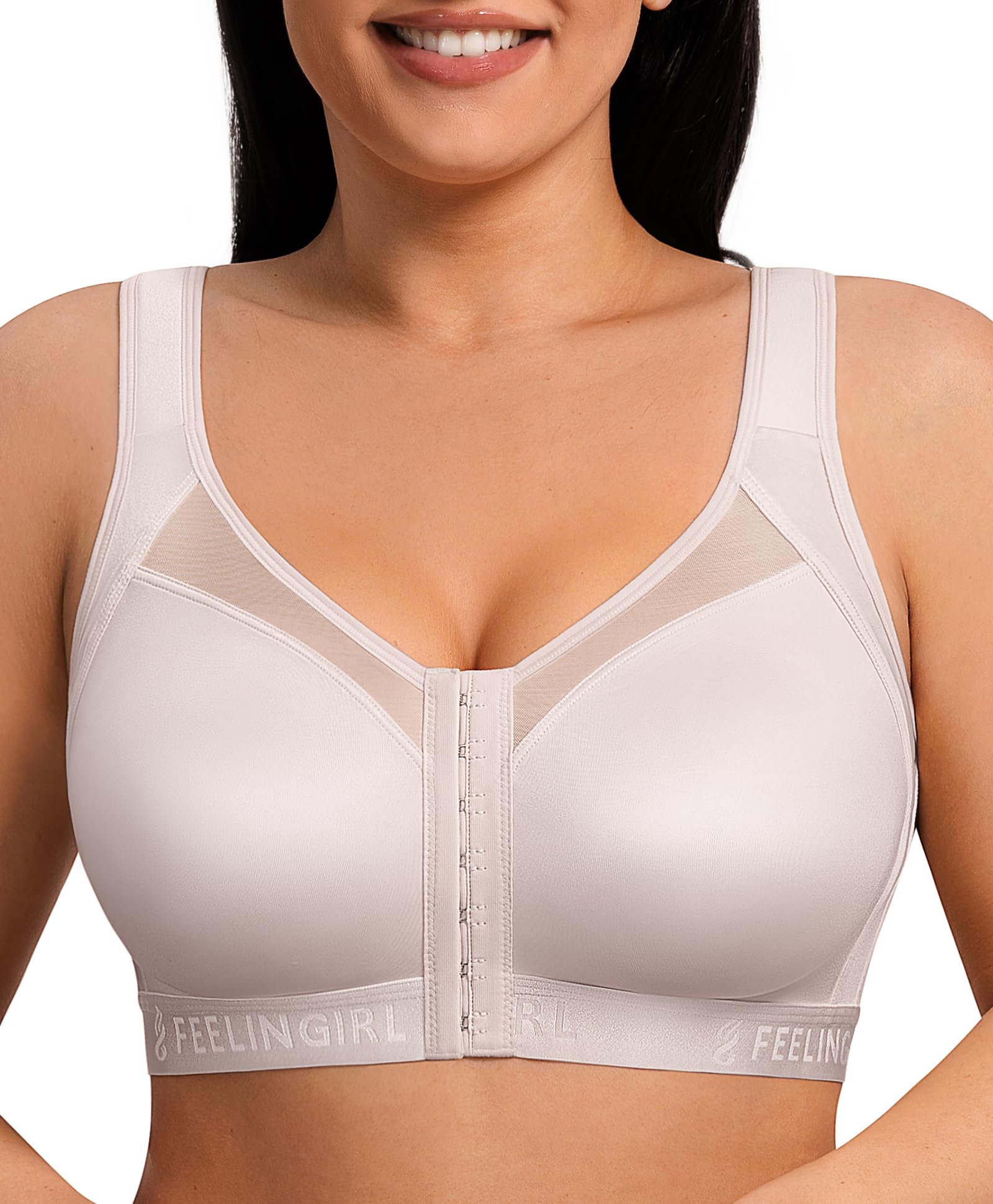 Front Closure Post Surgery Compression Bra with Adjustable Straps Wireless Breast Augmentation Post Op Bras-image-27