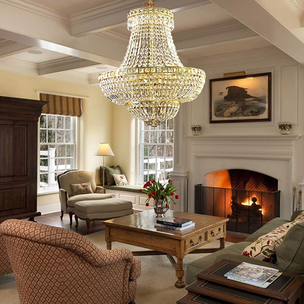 Lampadario Decorativo per mobili da Hotel in Cristallo di Lusso retrò Europeo Lampadario per Scale Diametro 60 cm Lampada da soffitto Villa Hotel Ristorante Soggiorno Luce Calda do