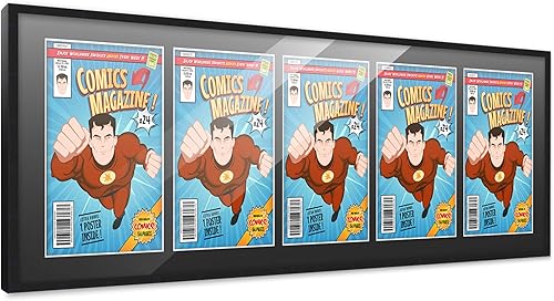 Miniatura 209 de Poster Palooza Marco de cómic con paspartú para 4 cómics de la era actual publicado después de 1985, marco de cómic negro para cómics de 6.875 x