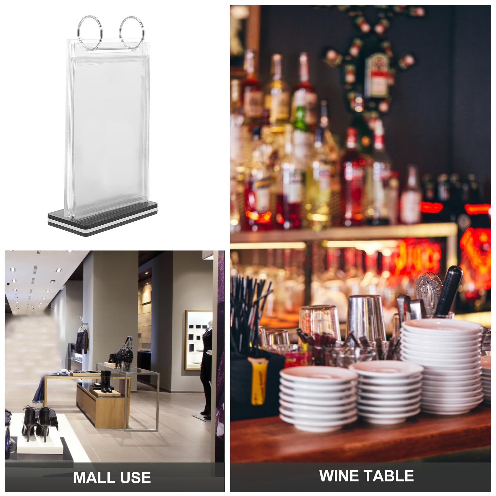 jojofuny 5 Piezas Soporte Transparente para Menús y Carteles Exhibidor para Restaurante Tienda Portaprecios y Versátil para Publicidad y Brochures
