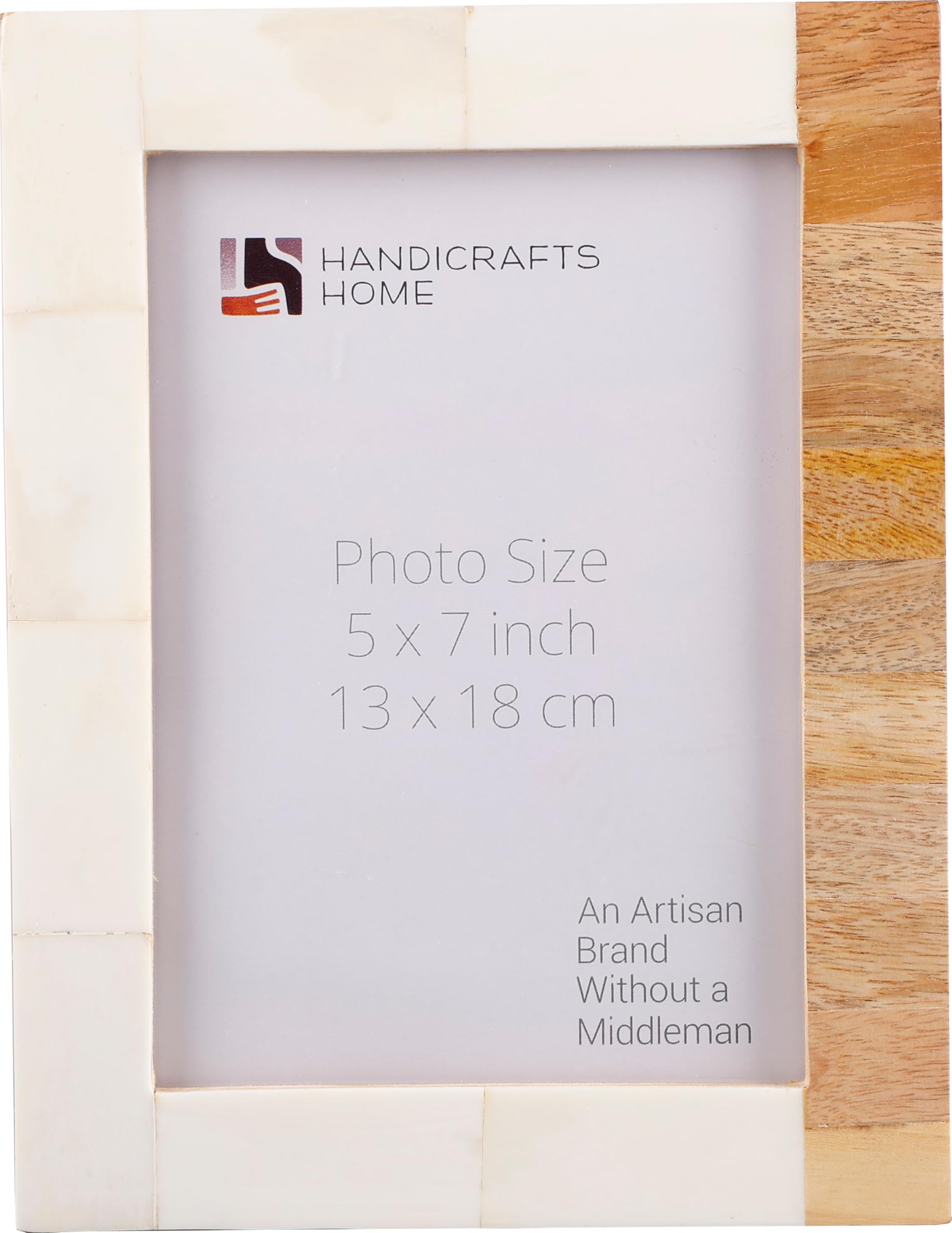 Handicrafts Home 5x7 Wood Picture Frame, Handmade white Photo Frame Natural Wood Chip & White Bone Inlay Design for Wall or Tabletop, Farmhouse, Boho & Modern Home Decor, Desk, vintage Picture Frame