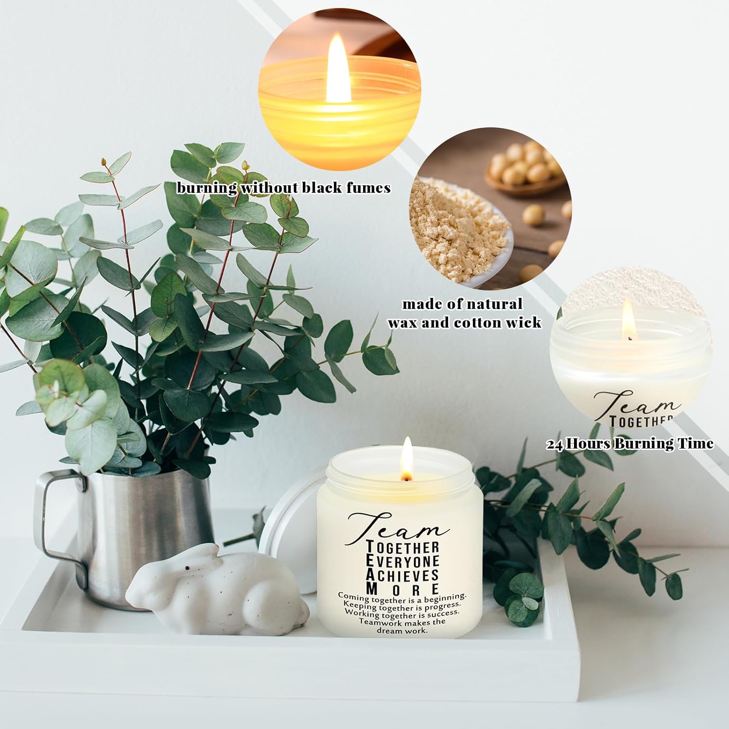 Fumete 10 Pcs Employee Appreciation Gifts Jars Scented Soy Candles 3.5 oz The Difference Candles Team Thank You Gifts for Office Coworker Volunteers Nurse Teachers(White,Team)