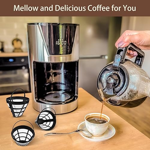 Miniatura 7 de Prasacco Filtros de café reutilizables, filtro de cesta de café, filtros de café de repuesto, filtros de café de cono para filtros de cafetera, para