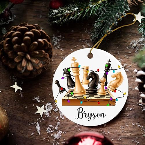 Miniatura 3 de Adorno de Navidad personalizado de ajedrez para amantes del ajedrez, adorno de ajedrez personalizado con nombre, adorno de ajedrez, regalo de