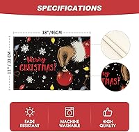 Vista 6 de Artoid Mode Bola de Navidad Feliz Navidad - Juego de 6 manteles individuales de mesa de invierno de 12 x 18 pulgadas, manteles individuales negros