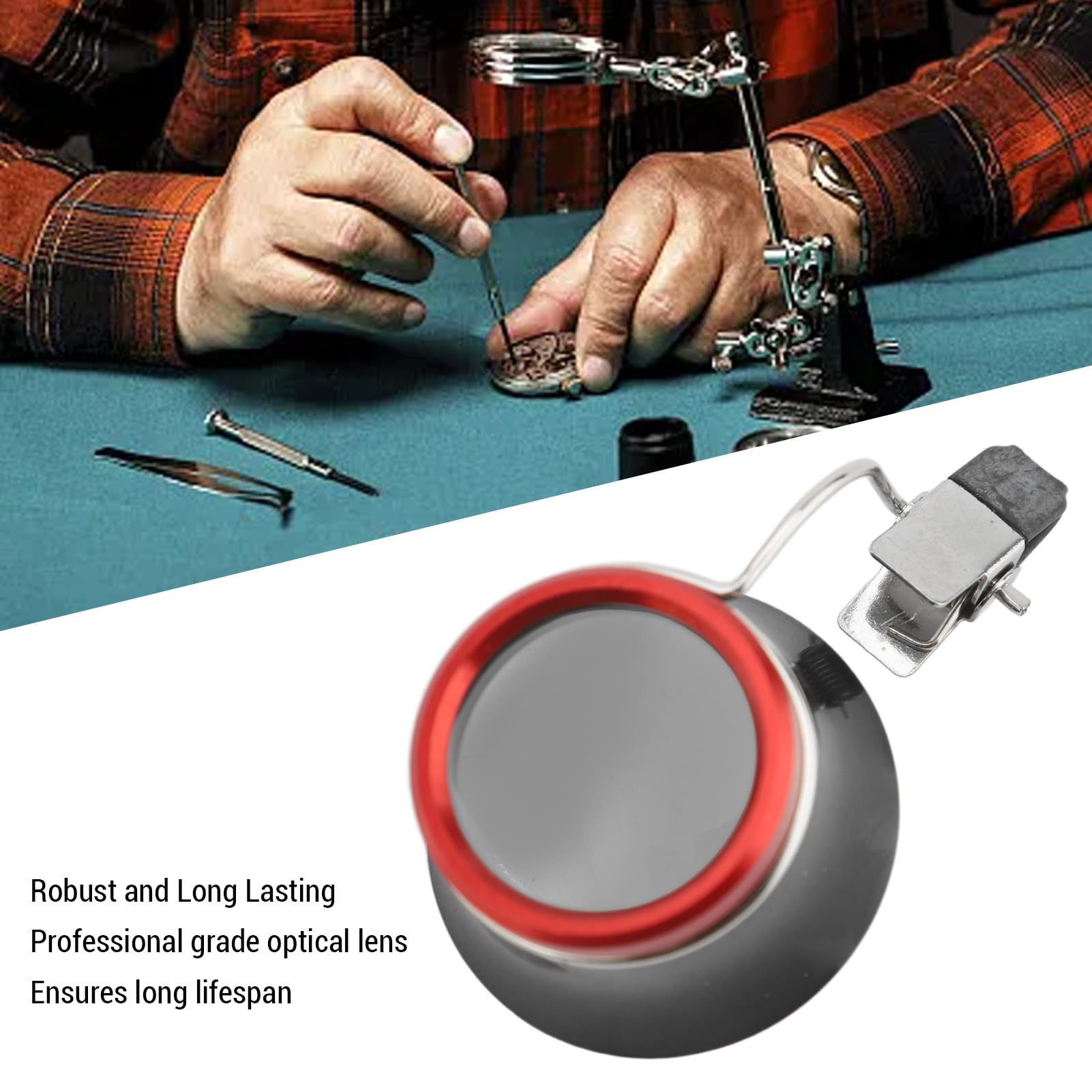 Watchmaker Loupe, 10x Loupe Magnifier Watchmakers Double Lens Eyeglass Loupe Aluminum Alloy Eye Loupe Repair, Magnifying for Watch for Watchmakers Repair Eye Loupe Glass Tools