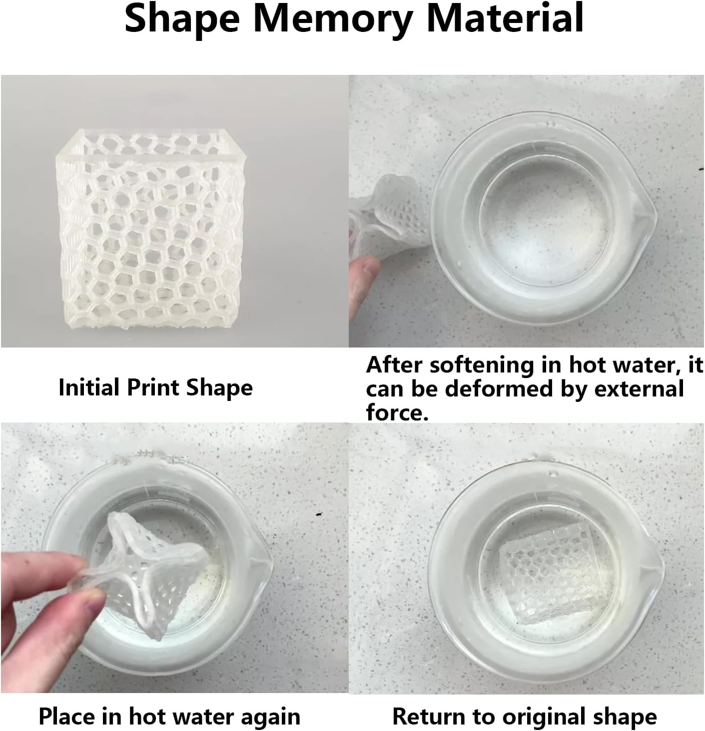 3D Printer Filament Shape Memory Function 4D Filament 1.75mm 250g Spool Suitable for FDM 3D Printer Dimensional Accuracy ±0.03mm Easy to Print (Red)