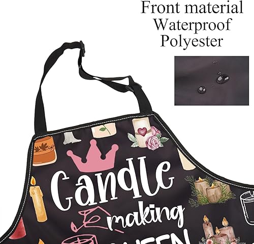 Miniatura 3 de FUSTMW Delantal para hacer velas, regalos de reina para fabricantes de velas, bricolaje, cocina, hornear, chef, parrilla, delantal con bolsillos