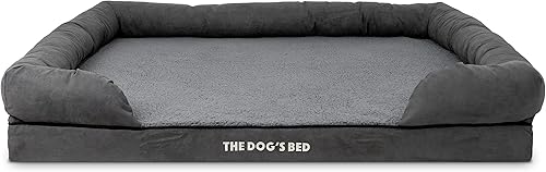 Miniatura 91 de The Dog's Bed, felpa gris XL, espuma viscoelástica sólida, alivio del dolor: artritis, displasia de cadera y codo, poscirugía, cojera, apoyo, negro,