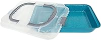 Vista 2 de casaWare Molde rectangular cubierto para tartas de 9 x 13 x 2 pulgadas con asas anchas (granito azul)