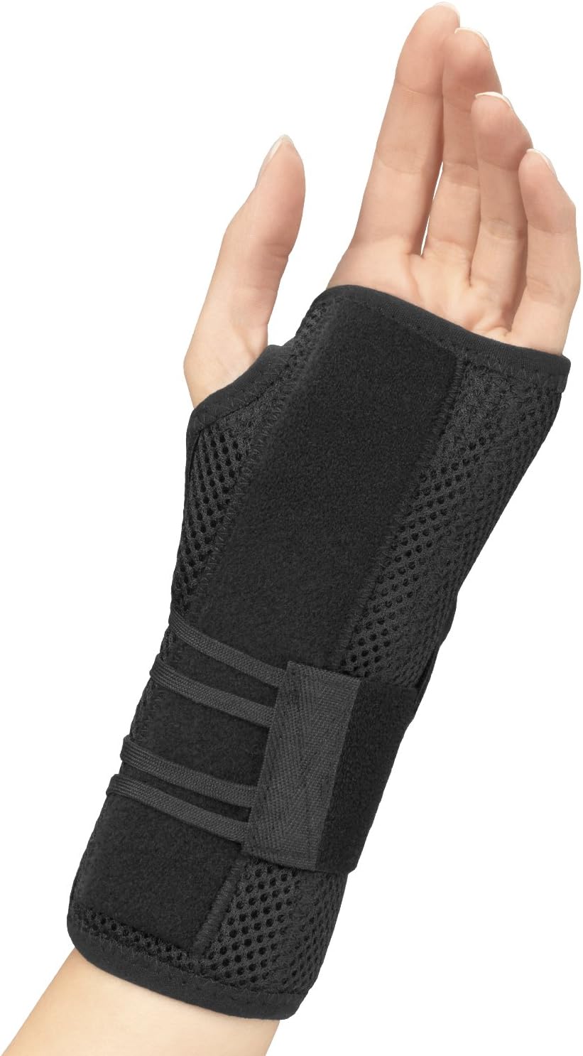 OTC Wrist Brace, Adjustable Thumb Strap Support for Hand Pain Relief, Black (Left Hand), Small