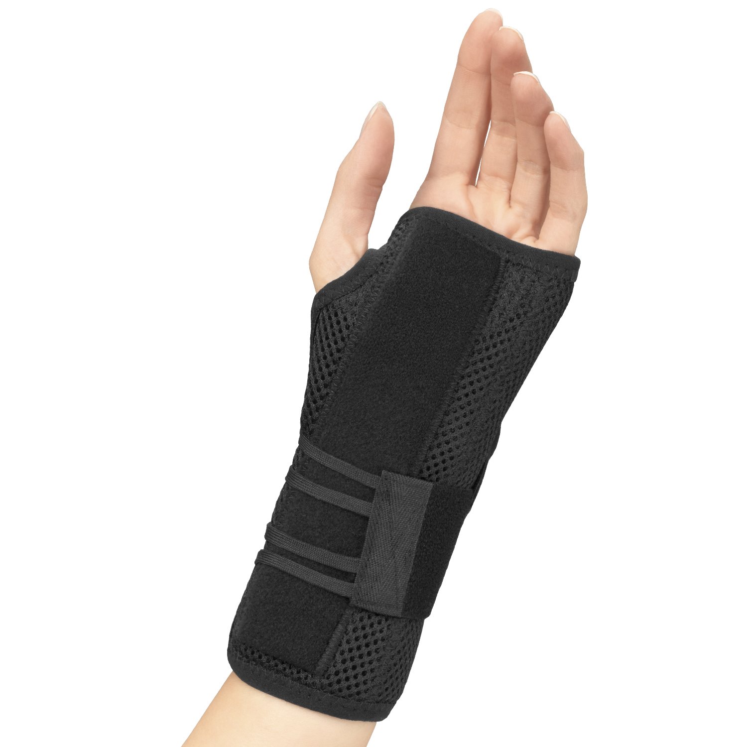 OTC Wrist Brace, Adjustable Thumb Strap Support for Hand Pain Relief, Black (Left Hand), Medium