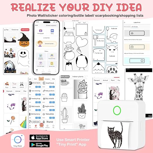 Miniatura 4 de Mini impresora, impresora térmica portátil con 10 rollos de papel, máquina de impresora de calcomanías, impresora de estudio para notas, fotos,