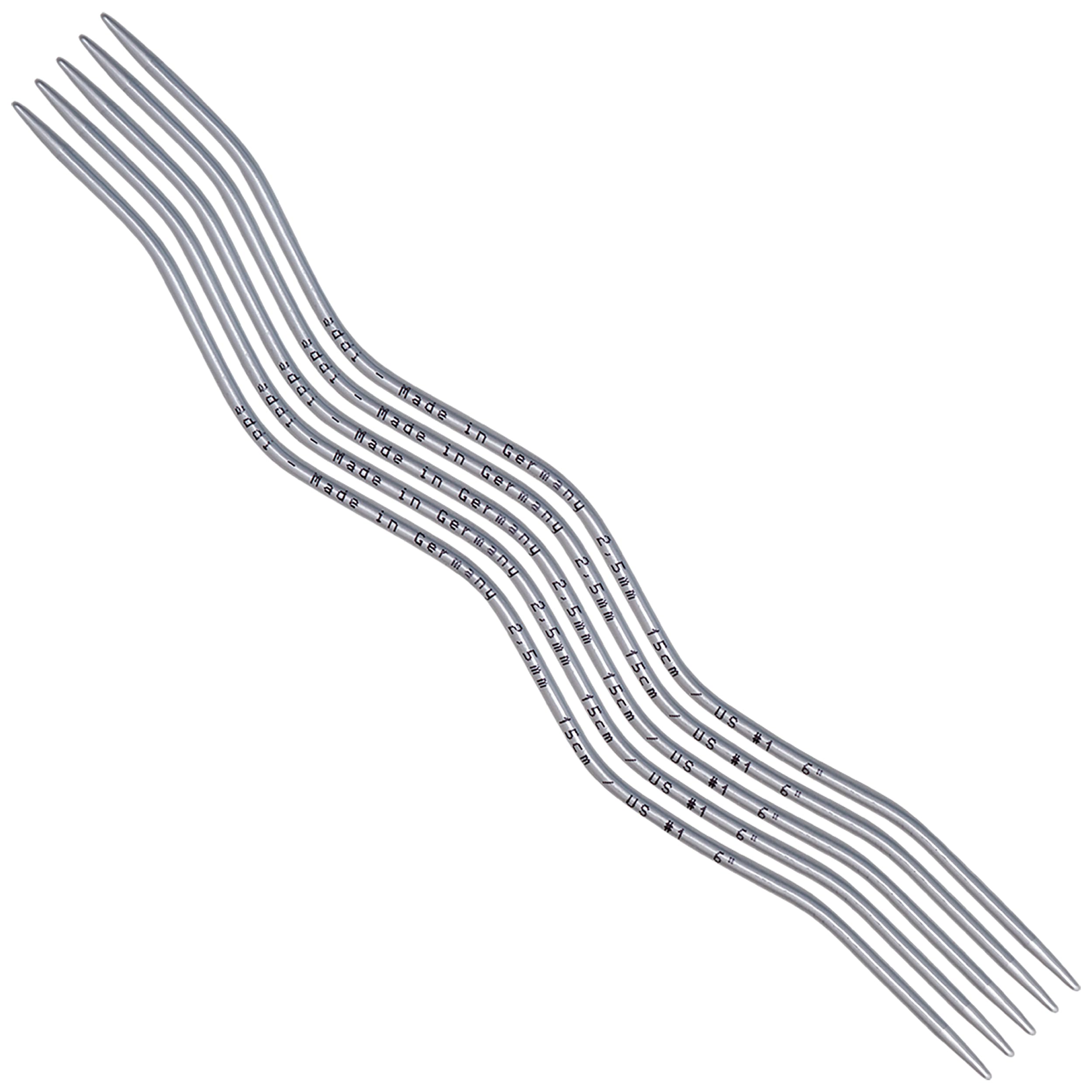 skacel by addi CraSy Snake Double Pointed Knitting Needles, 6 Inch (15.24 cm) Set of 5 Aluminum Knit Needle Kit, 3.5 mm (US Size 4)