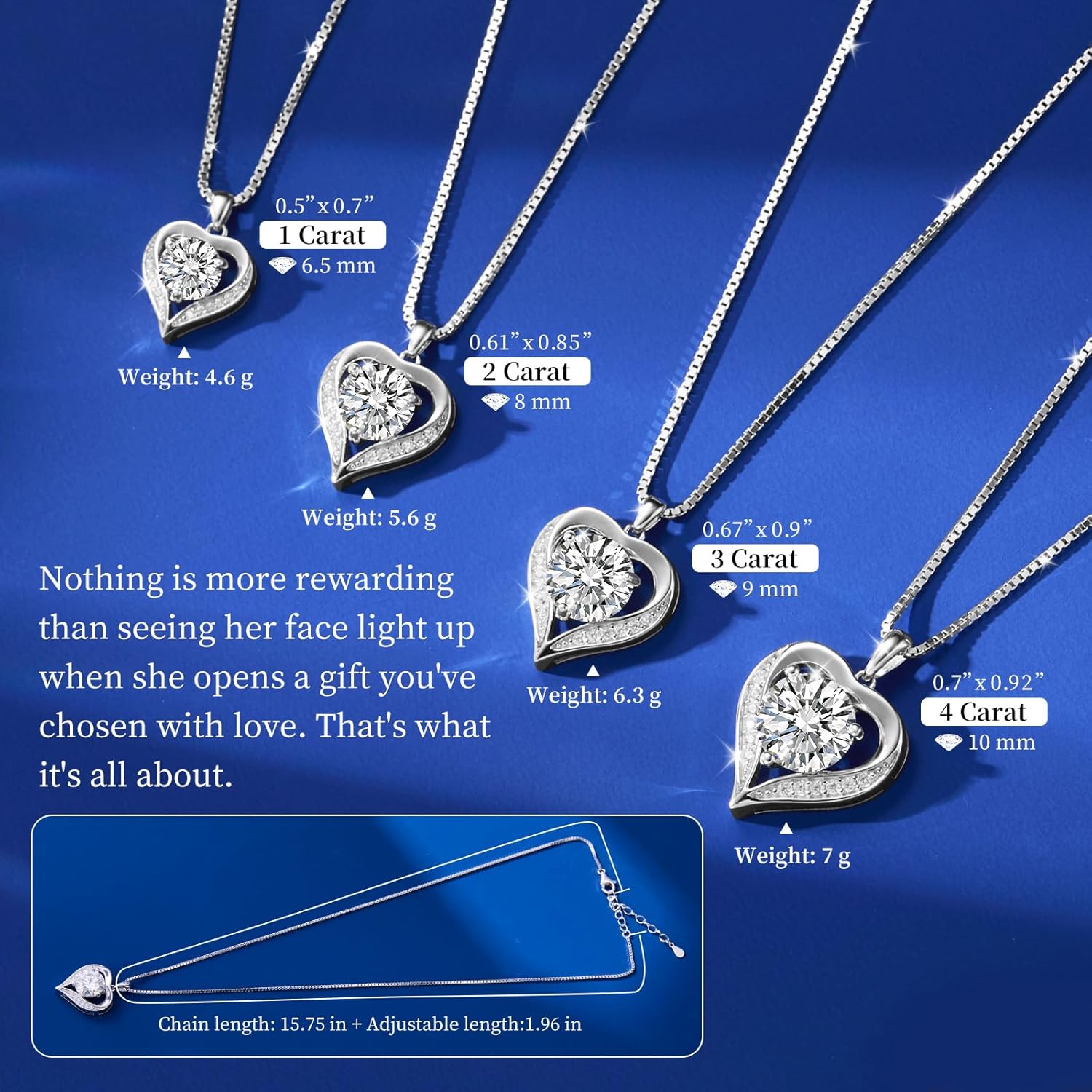 Moissanite Necklace for Women,925 Sterling Silver Necklace,Moissanite Tennis Necklace Engraved with Love,Gift for Wife Girlfriend Mom on Anniversary Valentine's Day Birthday - Image 5