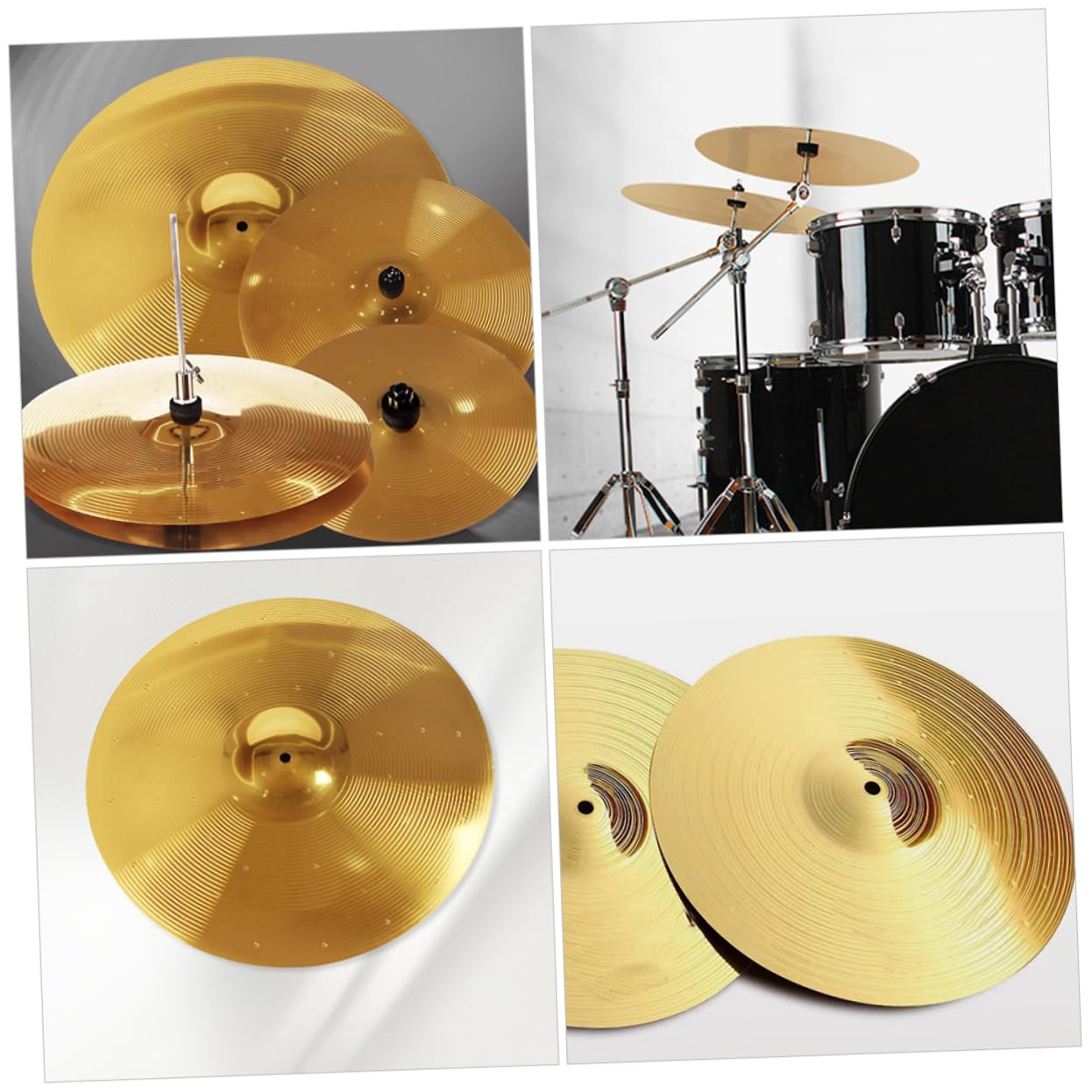 ibasenice Drum Cymbals Set Crash Cymbal for Jazz Drum Set Metal Stand Easy to Carry