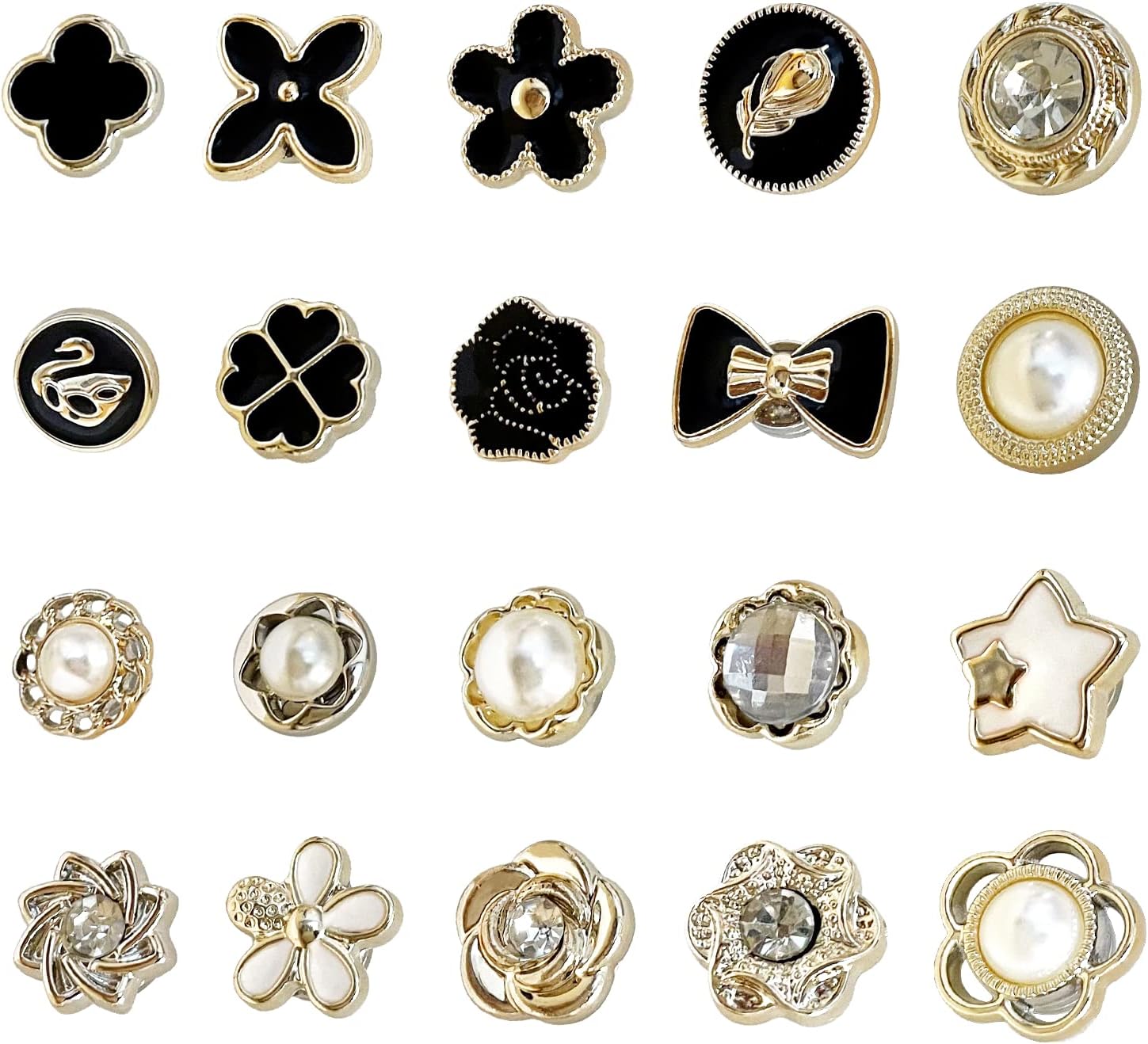 20 Pieces Hijab Magnets Pins Strongest Commercial Strength Clips Flower Shaped Safety Pins Brooch Clasps Cardigan Corsage Pins Alloy Crystal Buttons for Women Sweater Shawl Hat Multi-Use Decorate