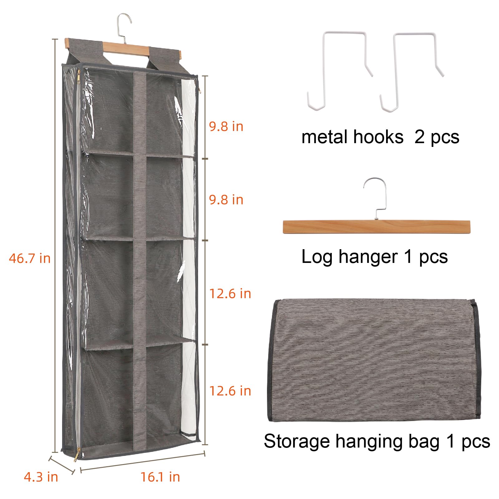 Organizador de almacenamiento transparente para colgar bolsos con cremalleras, bolso de fácil acceso, juguetes, sombrero, organizador para colgar sobre la puerta, organizador de monedero,