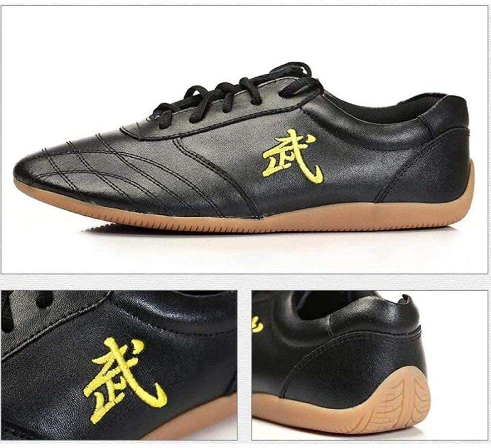 Skórzane buty do sportów walki Tai Chi Unisex Lekkie buty Kung Fu Gumowa podeszwa Sneakers do Taekwondo, boksu, Karate