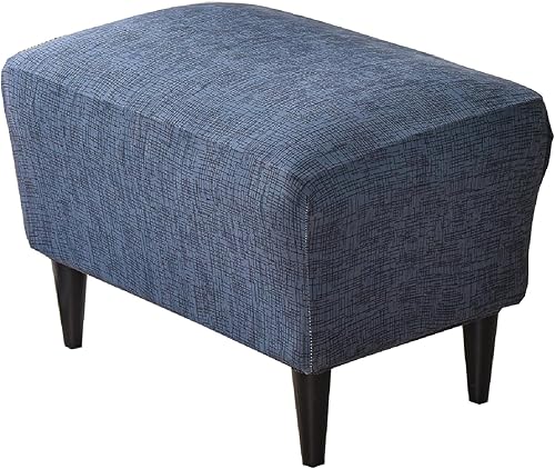 KRFOONN Fundas otomanas elásticas y rectangulares para reposapiés, fundas impresas para taburetes de pies, protector de muebles con parte inferior