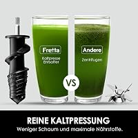 Fretta Slow Juicer 76mm nyílás, hidegprés gyümölcs- és zöldségprés rozsdamentes acél - Stainlesssteel 7