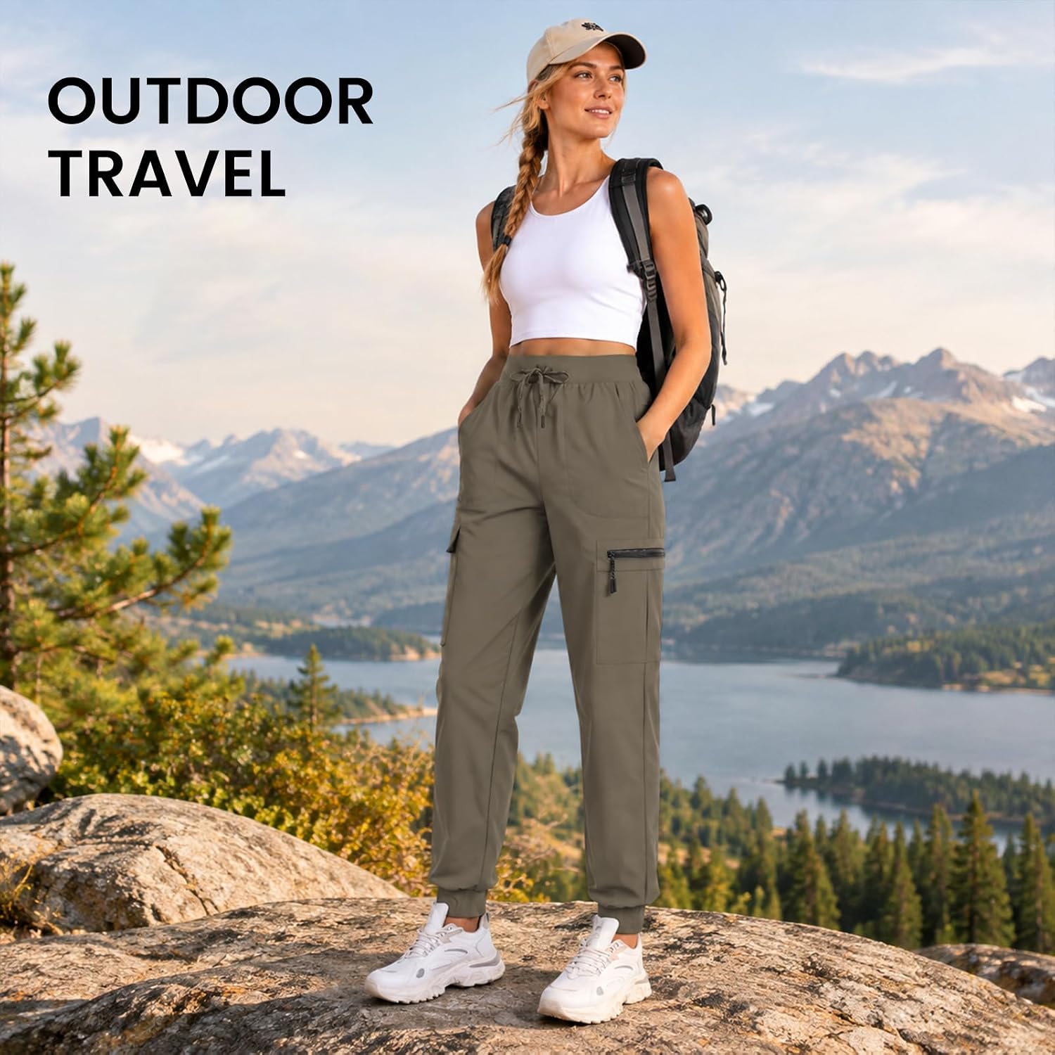 Women's Lightweight Cargo Hiking Pants with Pockets thumbnail