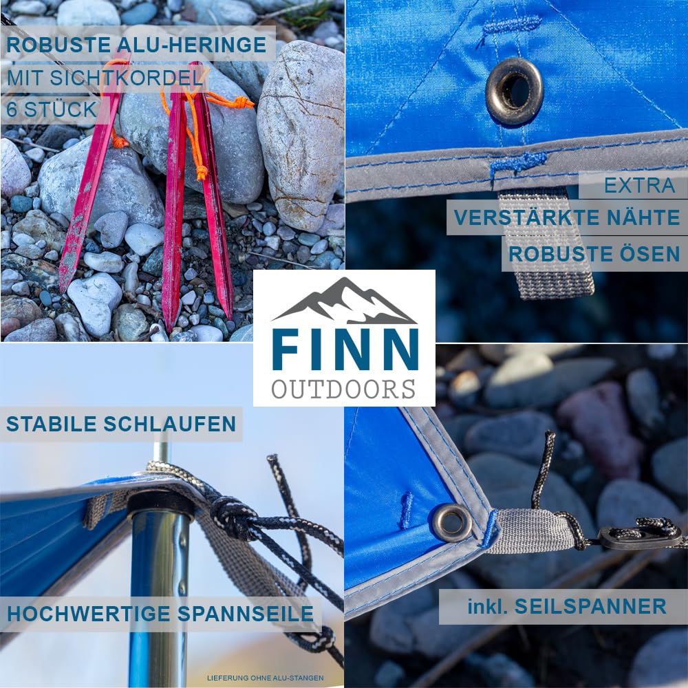 Lona para tienda de campaña (3 x 3 m), impermeable, ultraligera, protección solar, protección UV, toldo ideal para camping y actividades al aire libre