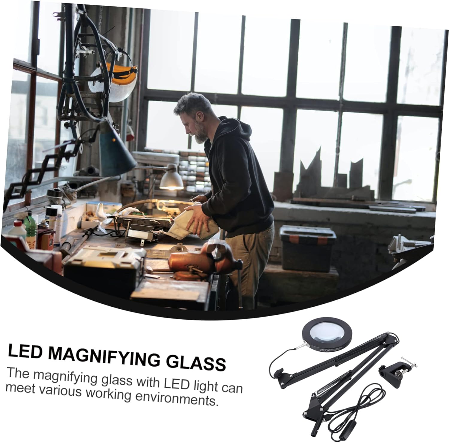 Retractable Long Arm Led Magnifying Glass Table Lamp Extendible Lights USB Desk Lamp for Home Office