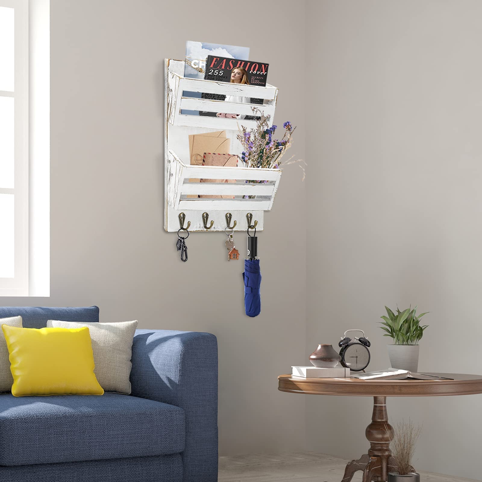Portachiavi Da Parete Con Mensola – 4 Ganci E Vassoio Per Posta – Design Moderno In Acciaio – Per Ingresso, Ufficio O Camera – Nero O Bianco