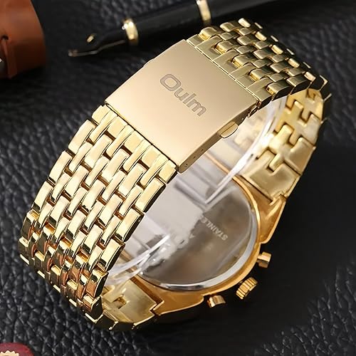 Miniatura 5 de Carlien - Reloj de lujo para hombre, rectangular, cuadrado, de oro y plata, de gran esfera, luminoso, impermeable, de cuarzo, deportivo, multizona