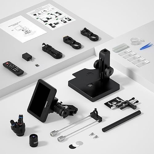 Miniatura 8 de Andonstar AD266S 20X-5000X Microscopio digital HDMI, 5 lentes 2160P UHD grabación de video, microscopio LCD de 7 pulgadas para adultos y niños, kit