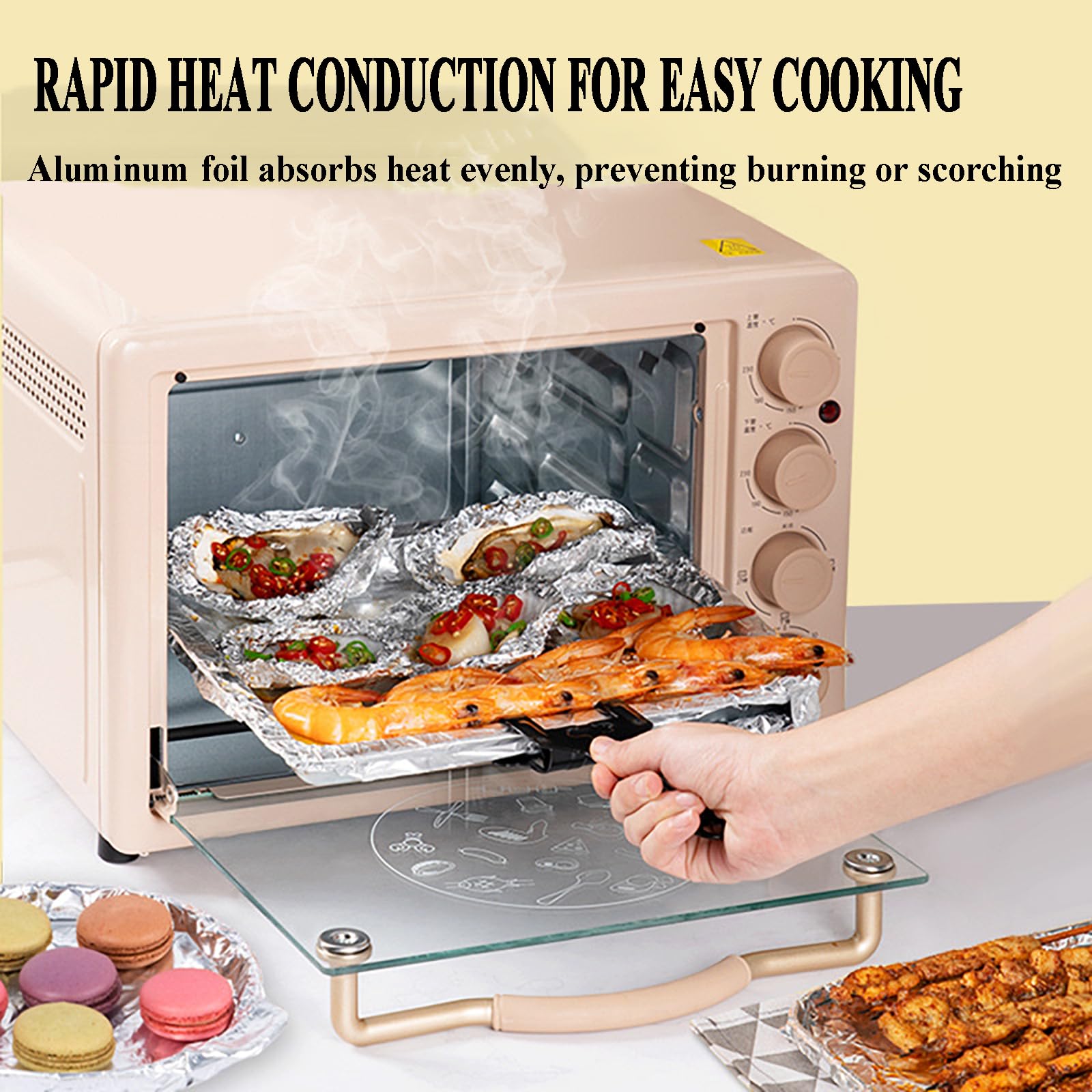200 Hojas de Papel Aluminio Resistente a Altas Temperaturas, Grueso y Resistente para Cocinar – para Envolver Sándwiches, Perritos Calientes y Alimentos, para Horno(Size:45*45CM,Color:Silver - 18μm)