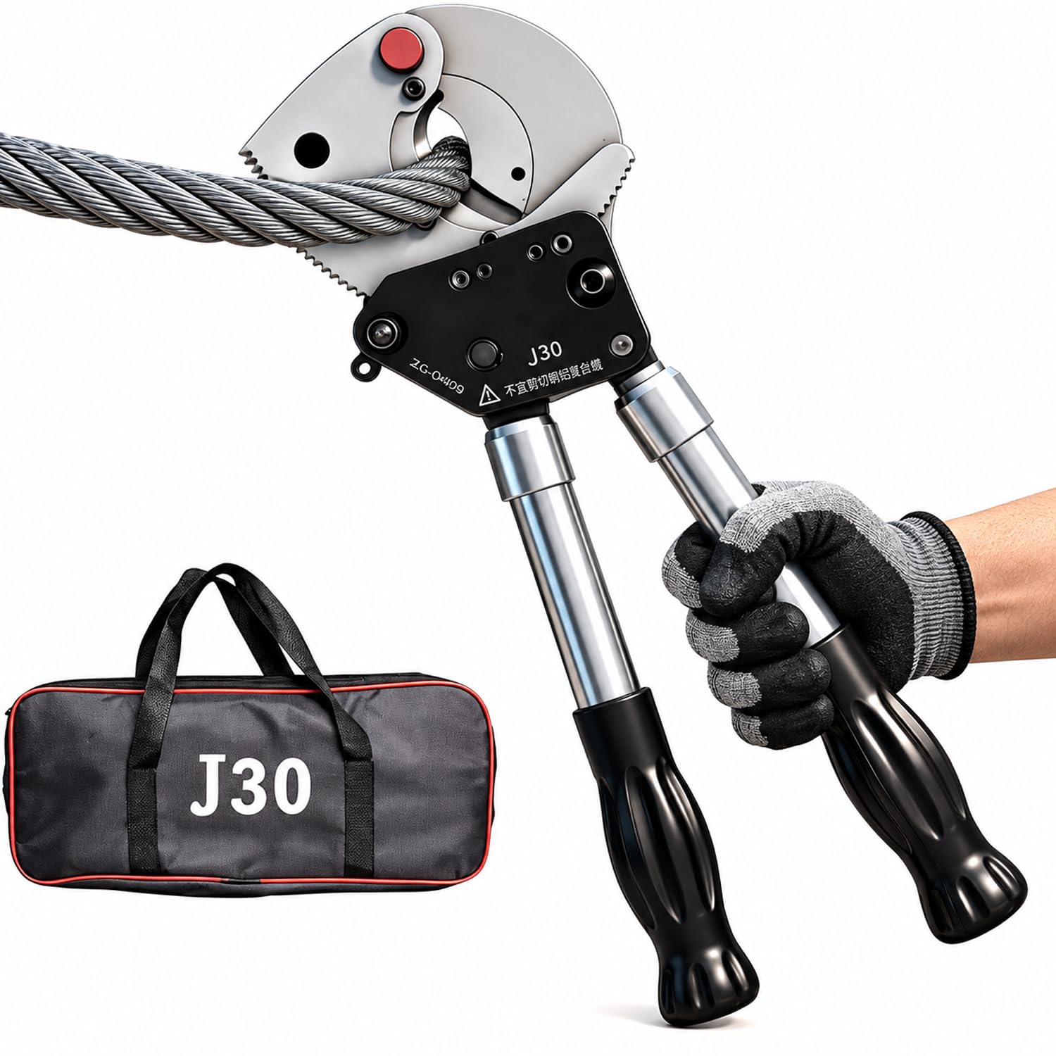 Cortacables De Trinquete De Alta Resistencia, Rango De Corte De 720 Mm², Cortador De Alambre De Trinquete, con Bolsa De Lona, ​​para Alambre Trenzado De Aluminio con Núcleo De Acero Acsr Y