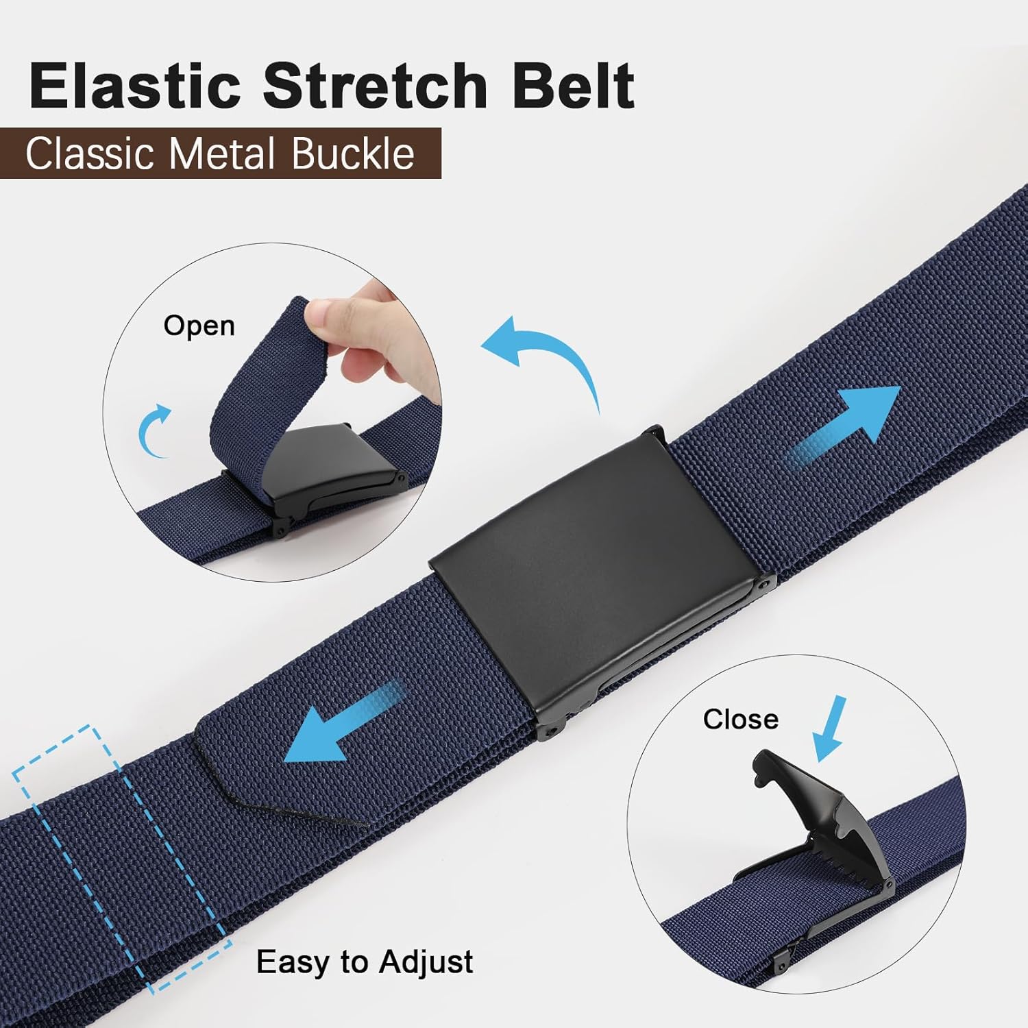 JASGOOD 2 Pack Stretch Web Belt for Men with Metal Buckle Outdoor Work Sports Hunting Hiking - Image 2