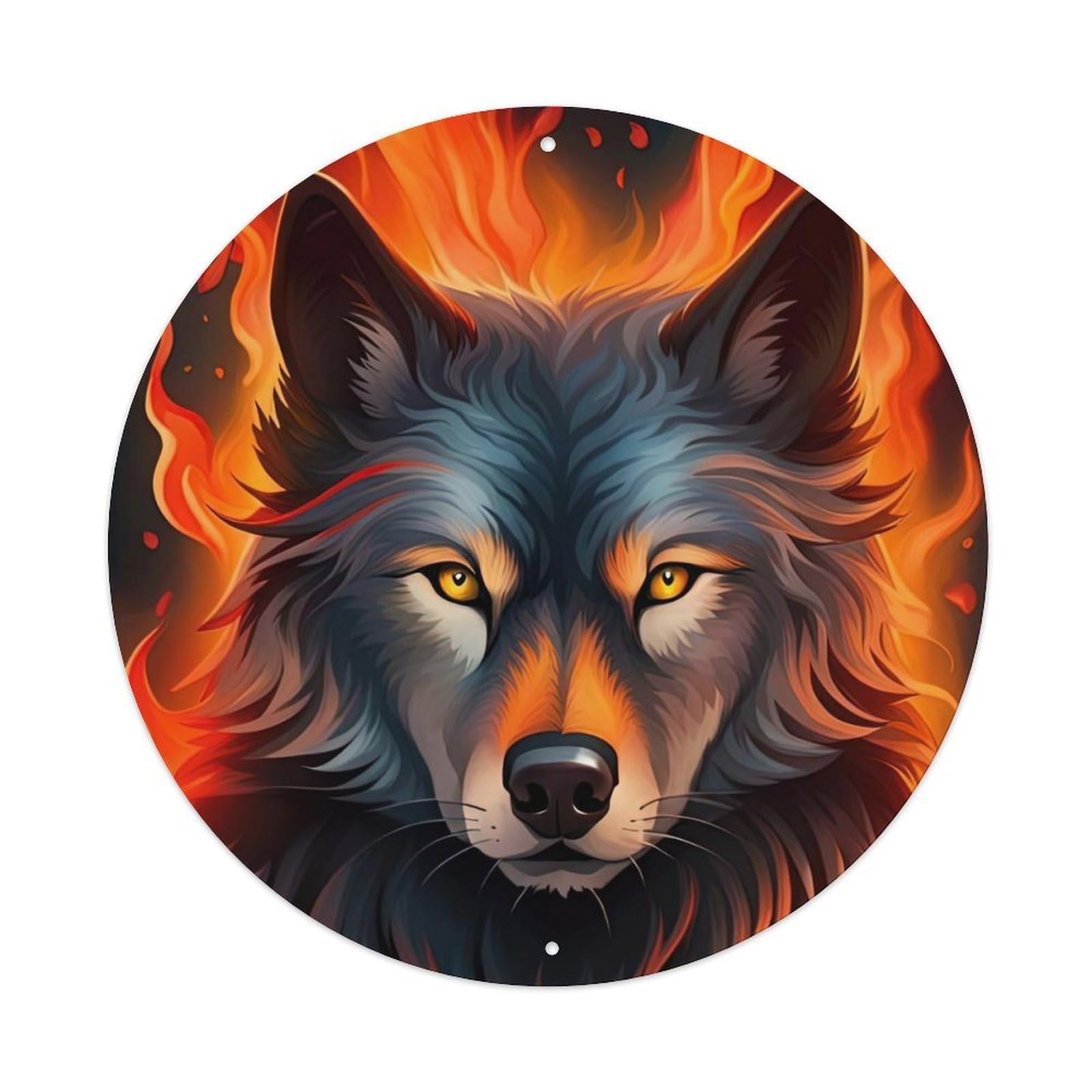 Animal Artwork Raging Wolf Vintage Metal Tin Sign Plaque Wall Decor for Cafe, Club Bar, Office, Garden Metal Poster 8x8Inch